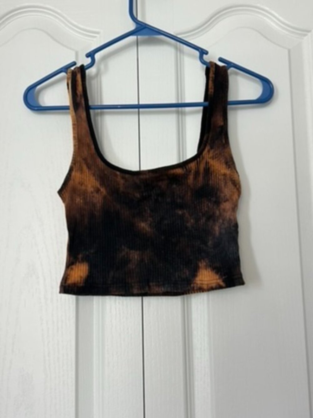 SHEIN | Black Brown Orange Tie-Dye Ribbed Crop Tank | Size Small